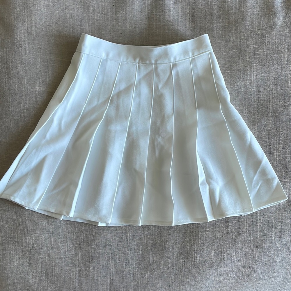 White Pleated Mini Skirt